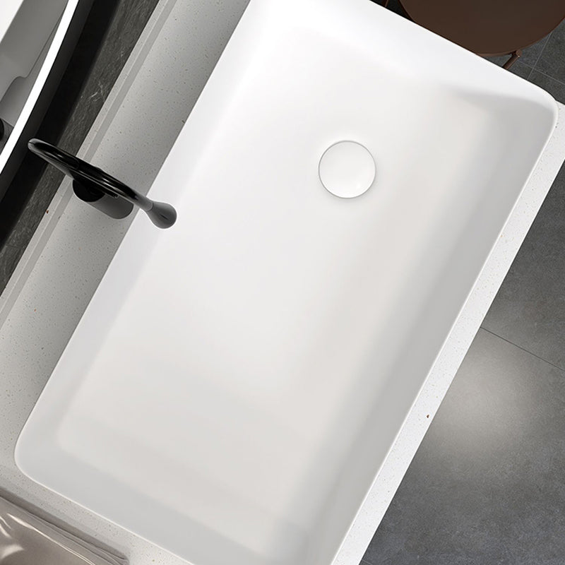 Modern Style Trough Bathroom Sink Rectangle Ceramic Trough Bathroom Sink in White
