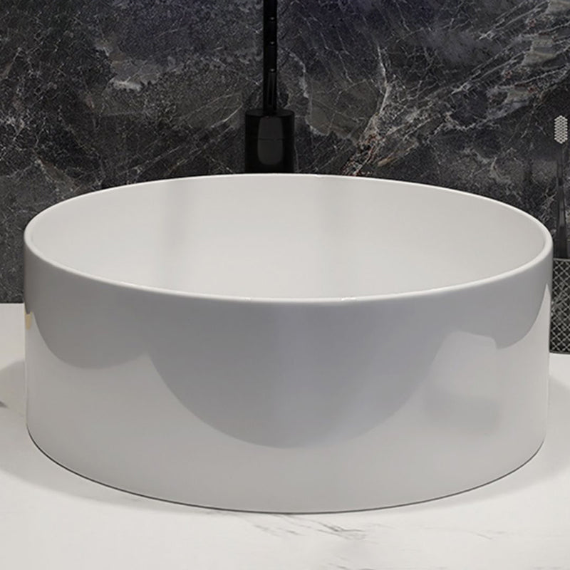 Modern Style Vessel Bathroom Sink Round Ceramic Vessel Bathroom Sink in White