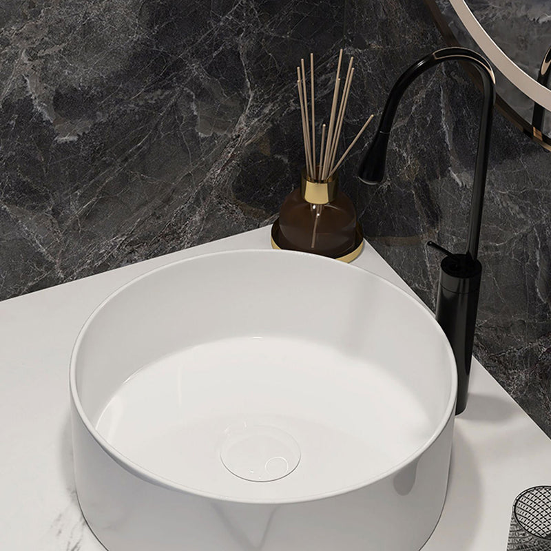 Modern Style Vessel Bathroom Sink Round Ceramic Vessel Bathroom Sink in White