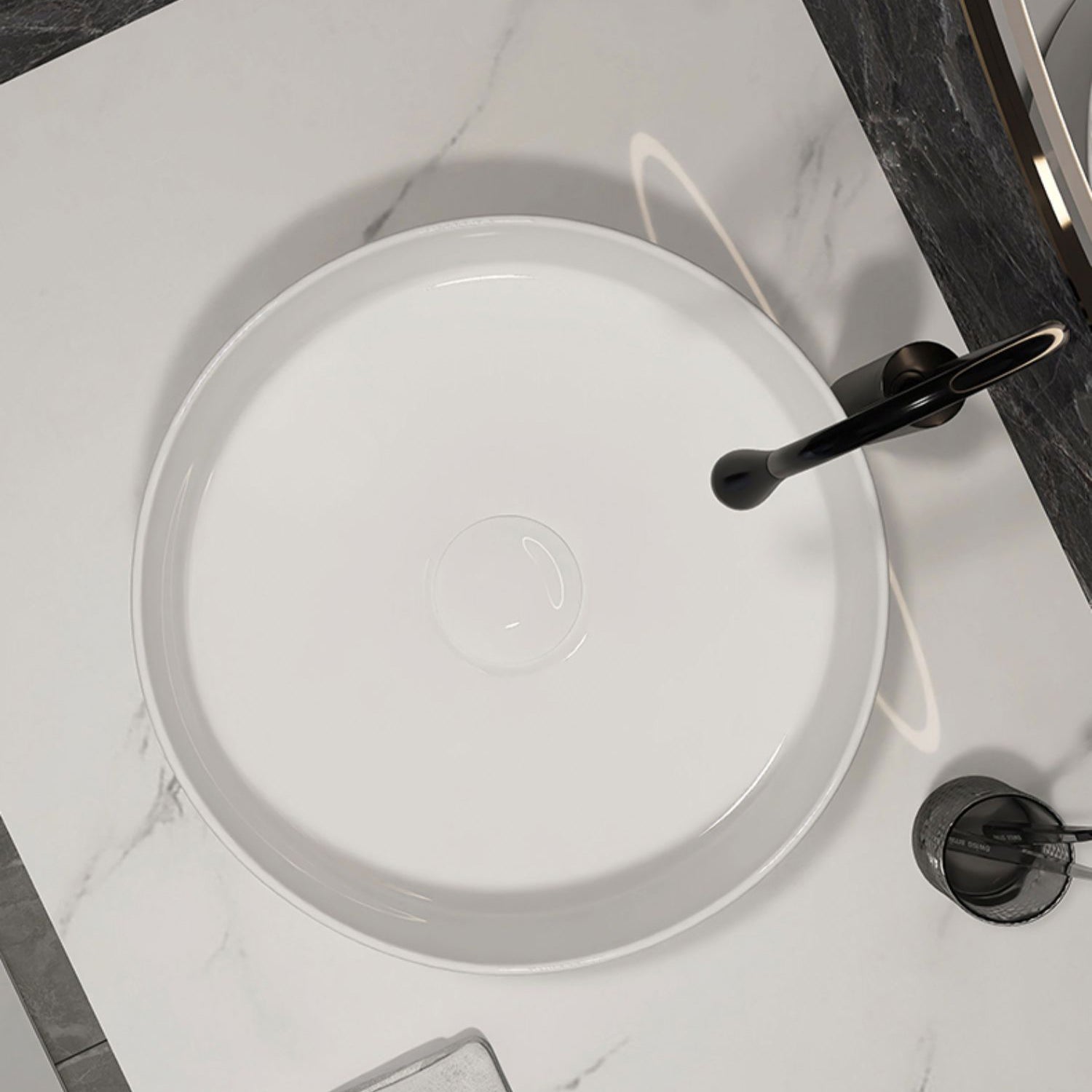 Modern Style Vessel Bathroom Sink Round Ceramic Vessel Bathroom Sink in White