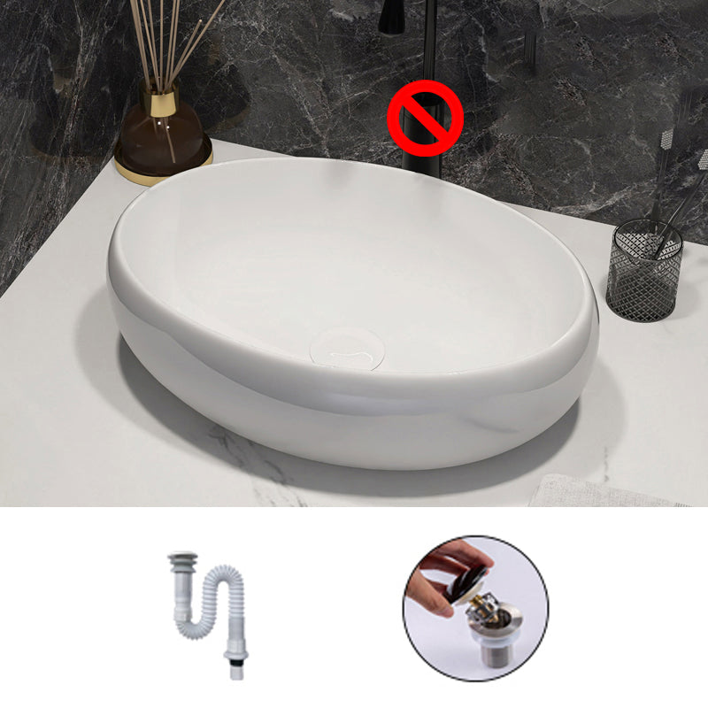 Modern Style Vessel Bathroom Sink Round Ceramic Vessel Bathroom Sink in White