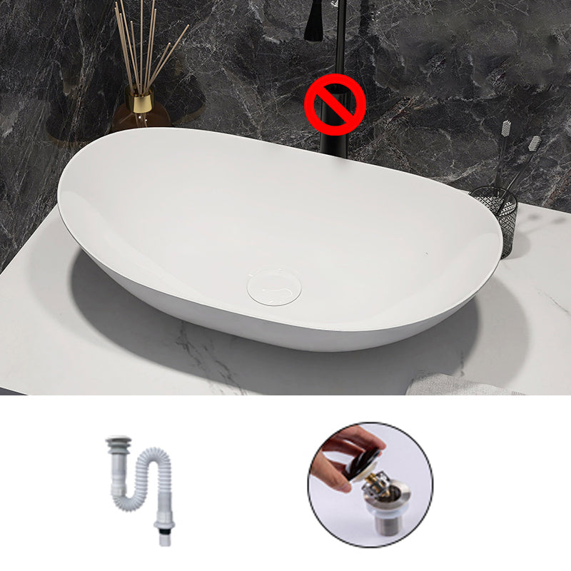 Modern Style Vessel Bathroom Sink Round Ceramic Vessel Bathroom Sink in White