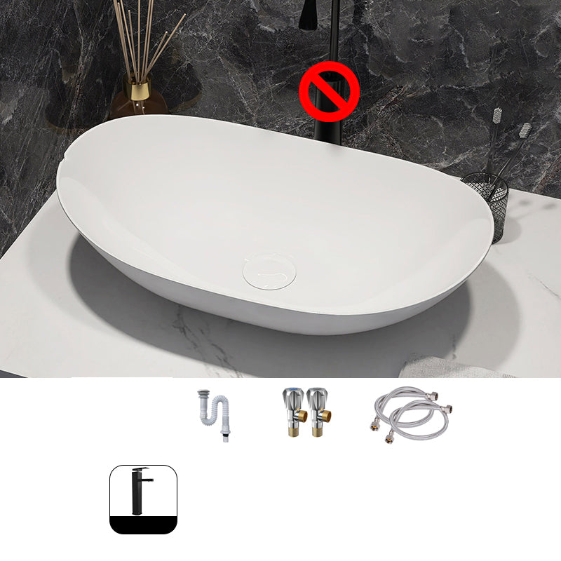 Modern Style Vessel Bathroom Sink Round Ceramic Vessel Bathroom Sink in White