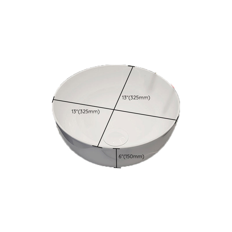 Modern Style Vessel Bathroom Sink Round Ceramic Vessel Bathroom Sink in White