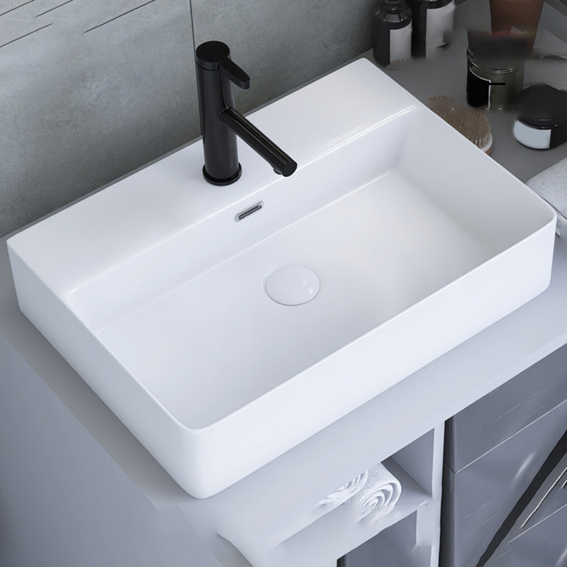 White Trough Bathroom Sink Rectangle Ceramic Trough Bathroom Sink