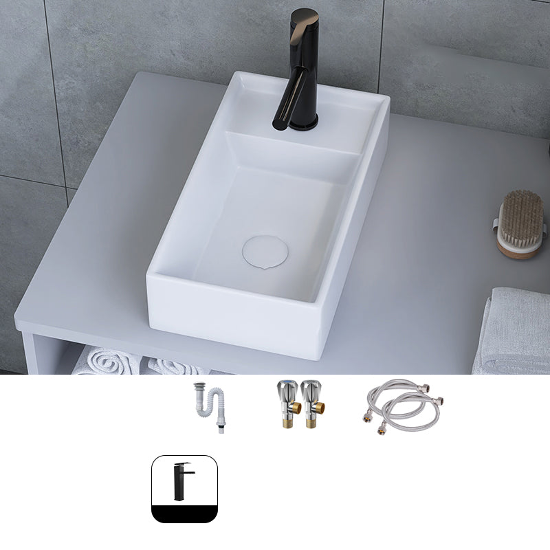 White Trough Bathroom Sink Rectangle Ceramic Trough Bathroom Sink