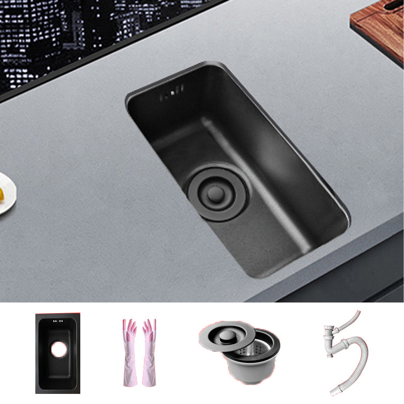 Black Stainless Steel Sink Single Bowl Undermount Sink with Basket Strainer