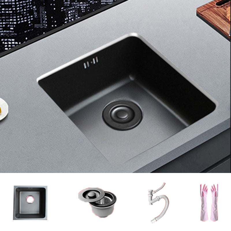 Black Stainless Steel Sink Single Bowl Undermount Sink with Basket Strainer