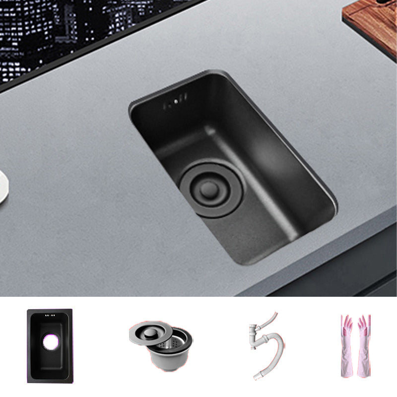 Black Stainless Steel Sink Single Bowl Undermount Sink with Basket Strainer