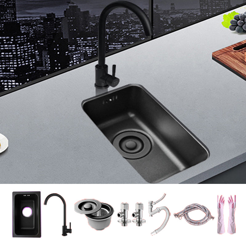 Black Stainless Steel Sink Single Bowl Undermount Sink with Basket Strainer
