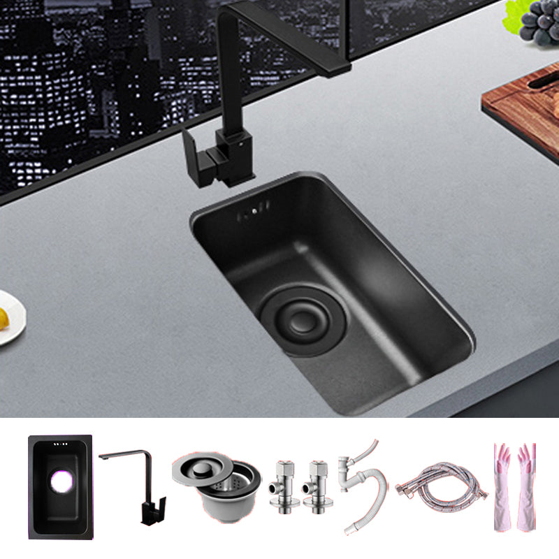 Black Stainless Steel Sink Single Bowl Undermount Sink with Basket Strainer