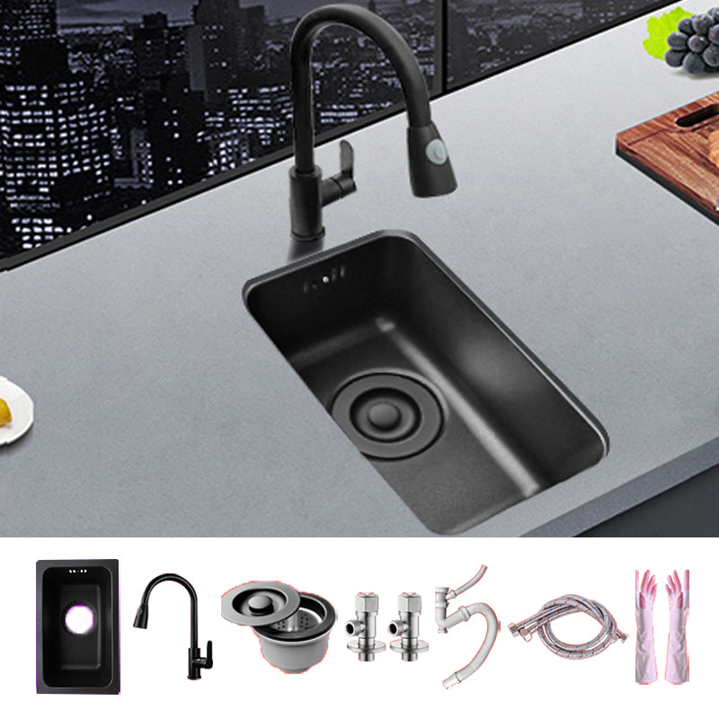 Black Stainless Steel Sink Single Bowl Undermount Sink with Basket Strainer