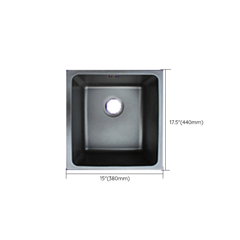 Black Stainless Steel Sink Single Bowl Undermount Sink with Basket Strainer