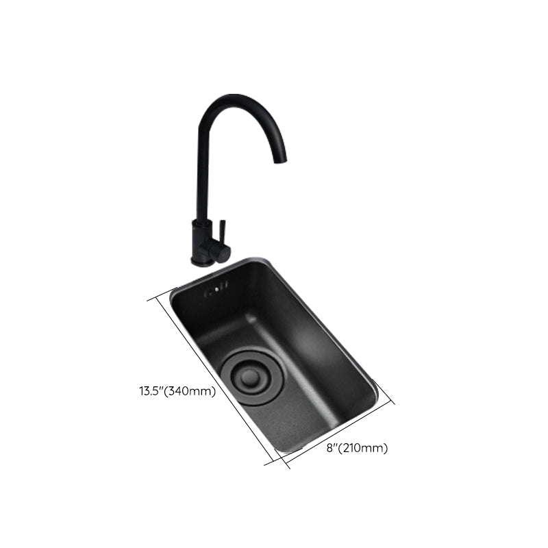 Black Stainless Steel Sink Single Bowl Undermount Sink with Basket Strainer
