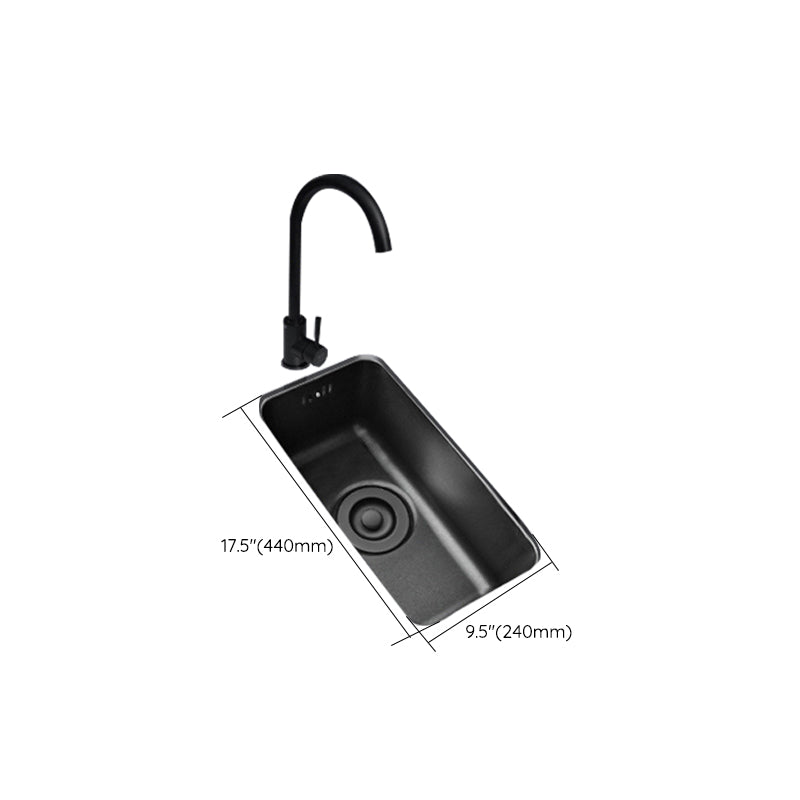 Black Stainless Steel Sink Single Bowl Undermount Sink with Basket Strainer
