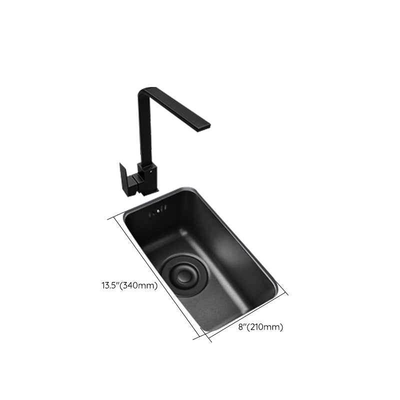 Black Stainless Steel Sink Single Bowl Undermount Sink with Basket Strainer