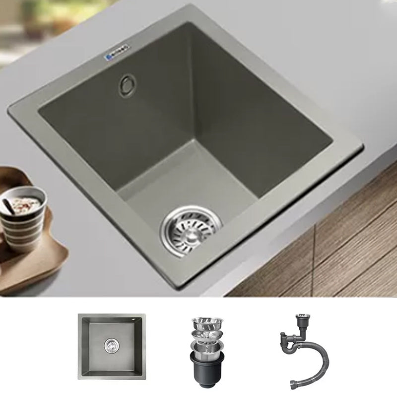 Kitchen Ceramic Sink Grey Pull-out Faucet Rod Handle Anti-spill Sink