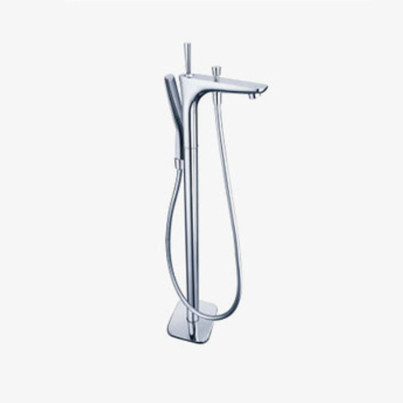 Floor Mounted Freestanding Tub Filler Single Handle Freestanding Faucet with Hose