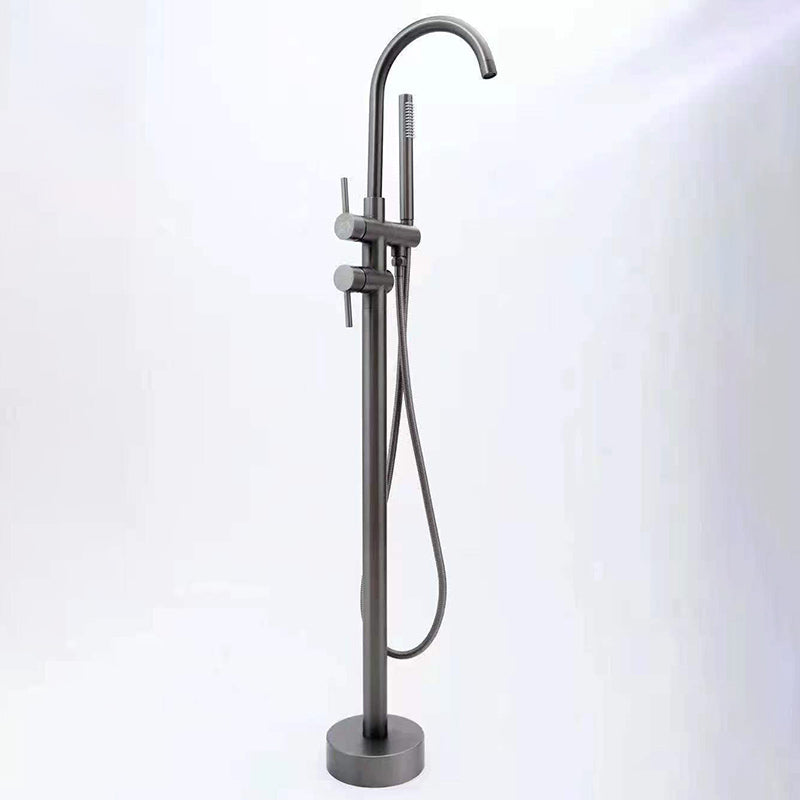 Floor Mounted Freestanding Tub Filler Single Handle Freestanding Faucet with Hose