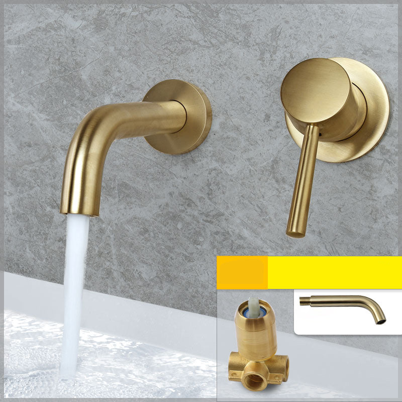 Wall Mounted Metal Tub Filler Low Arc Tubular Bathroom Faucet