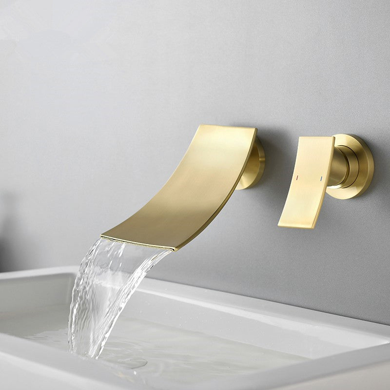 Wall Mounted Metal Tub Filler One Handles Waterfall Tub Faucet Trim