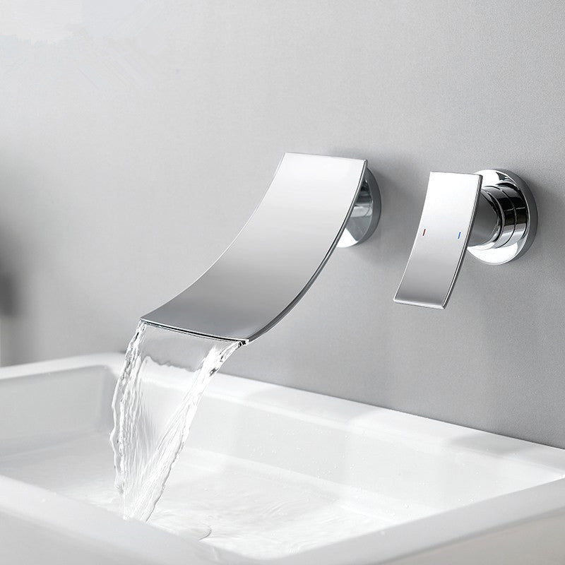 Wall Mounted Metal Tub Filler One Handles Waterfall Tub Faucet Trim