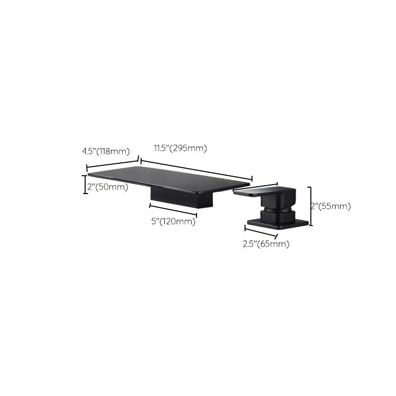 Square Brass Tub Faucet in Black with Single Handle Bathroom Faucet