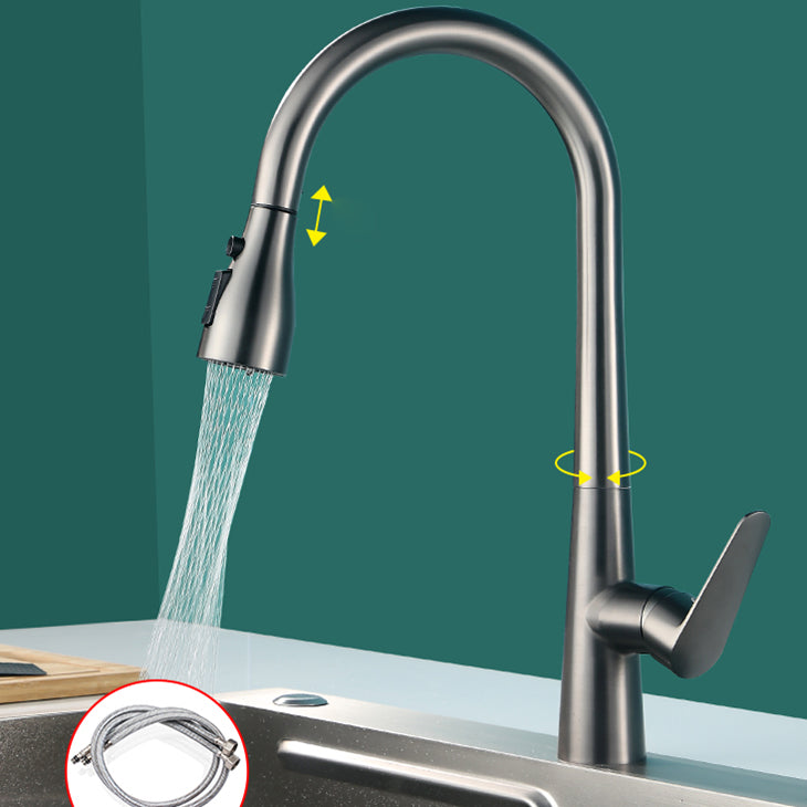 Modern Style Kitchen Faucet High Arc Copper Pull Down Kitchen Faucet