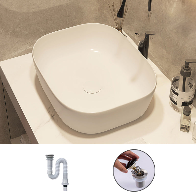 Modern Style White Bathroom Sink Rectangle Ceramic Bathroom Sink