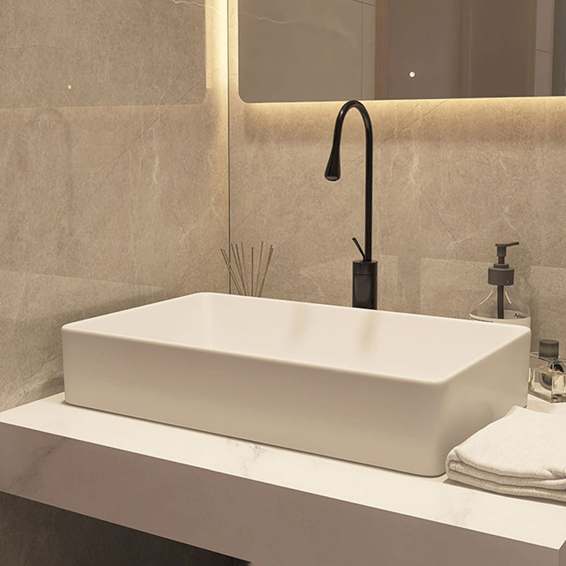 Modern Style White Bathroom Sink Rectangle Ceramic Bathroom Sink