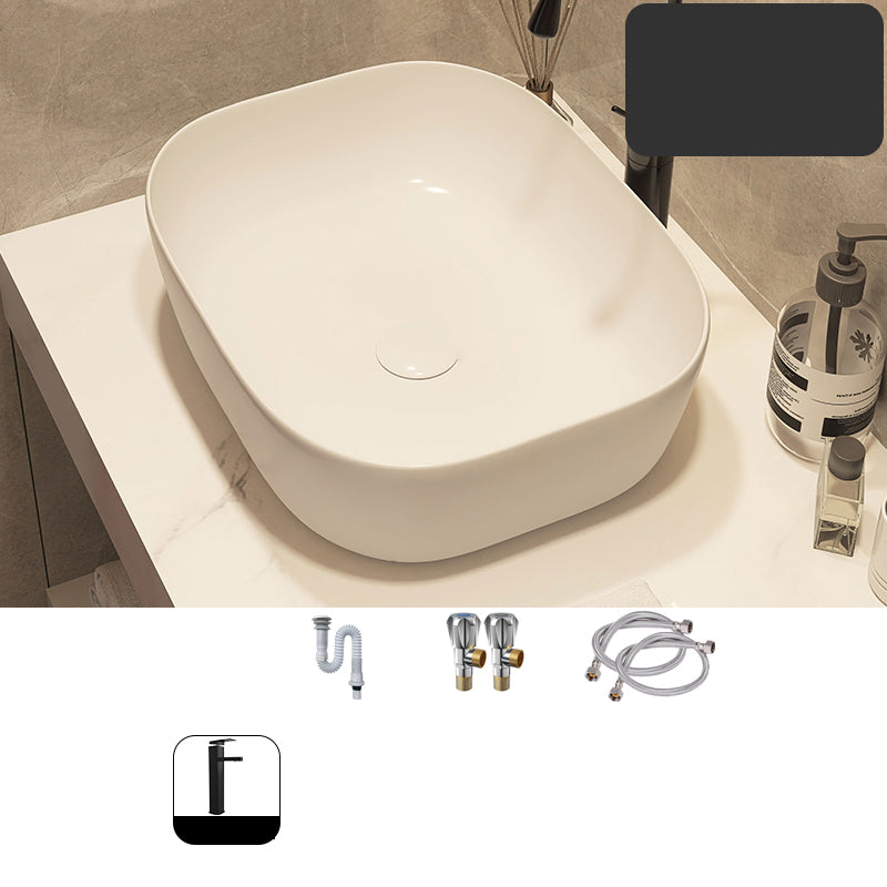 Modern Style White Bathroom Sink Rectangle Ceramic Bathroom Sink