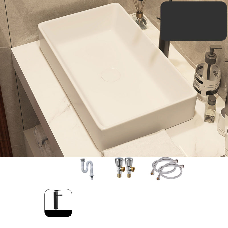 Modern Style White Bathroom Sink Rectangle Ceramic Bathroom Sink