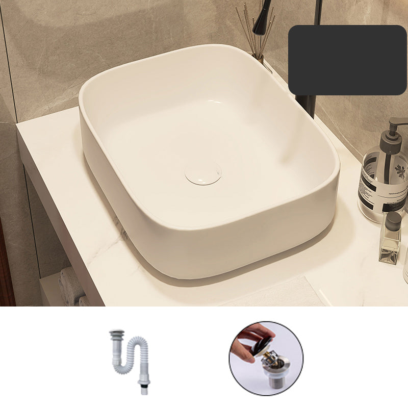 Modern Style White Bathroom Sink Rectangle Ceramic Bathroom Sink