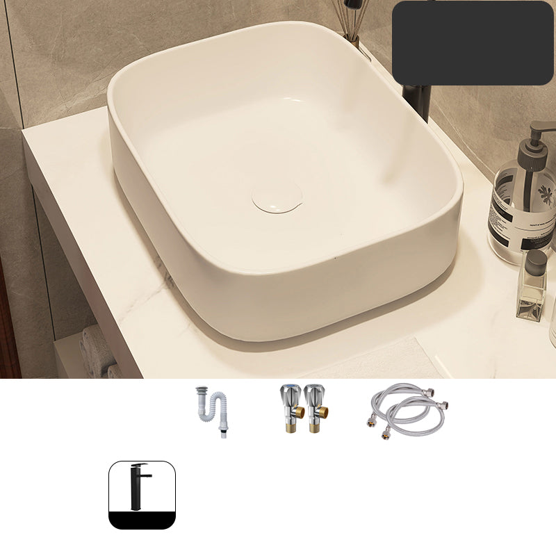 Modern Style White Bathroom Sink Rectangle Ceramic Bathroom Sink