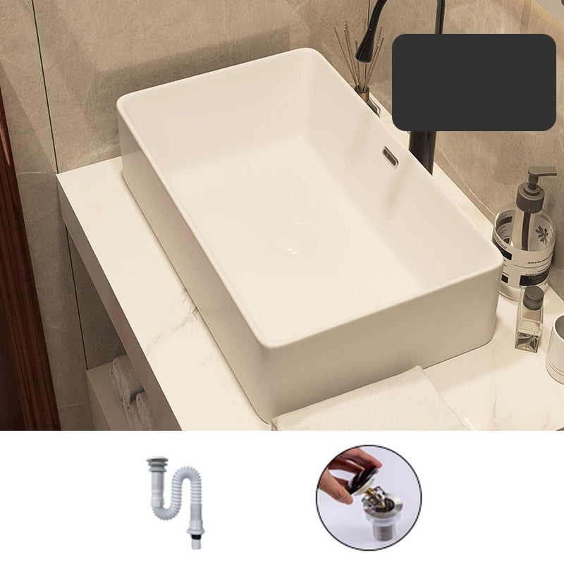 Modern Style White Bathroom Sink Rectangle Ceramic Bathroom Sink