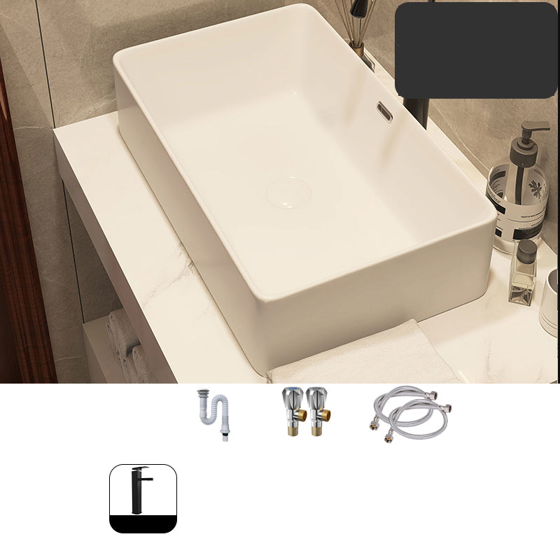 Modern Style White Bathroom Sink Rectangle Ceramic Bathroom Sink