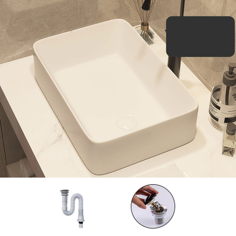 Modern Style White Bathroom Sink Rectangle Ceramic Bathroom Sink