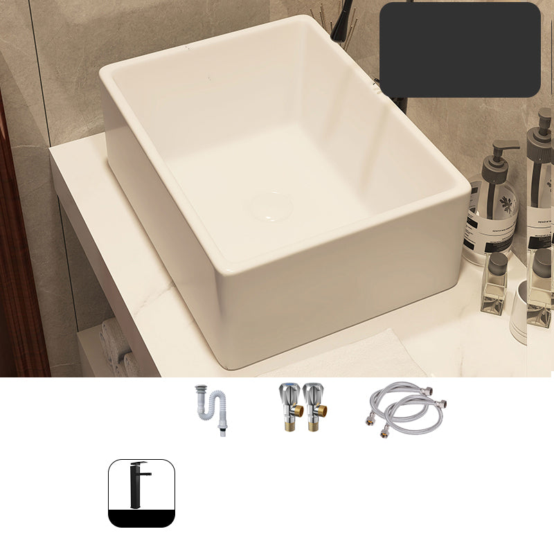 Modern Style White Bathroom Sink Rectangle Ceramic Bathroom Sink