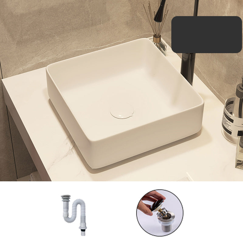 Modern Style White Bathroom Sink Rectangle Ceramic Bathroom Sink