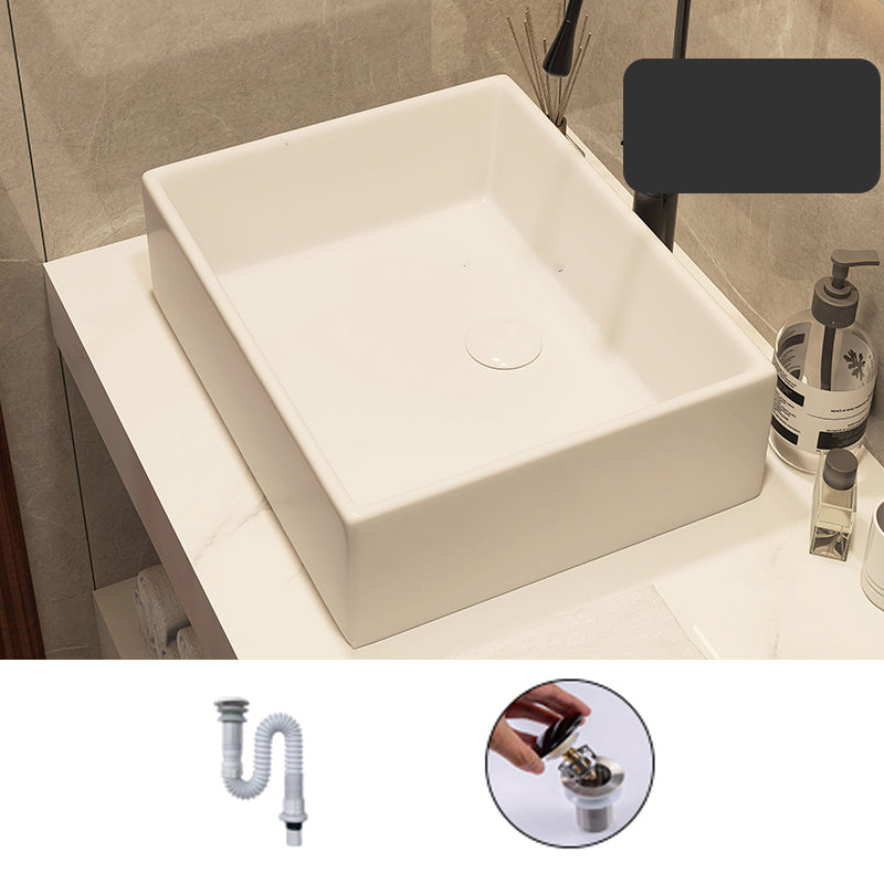 Modern Style White Bathroom Sink Rectangle Ceramic Bathroom Sink