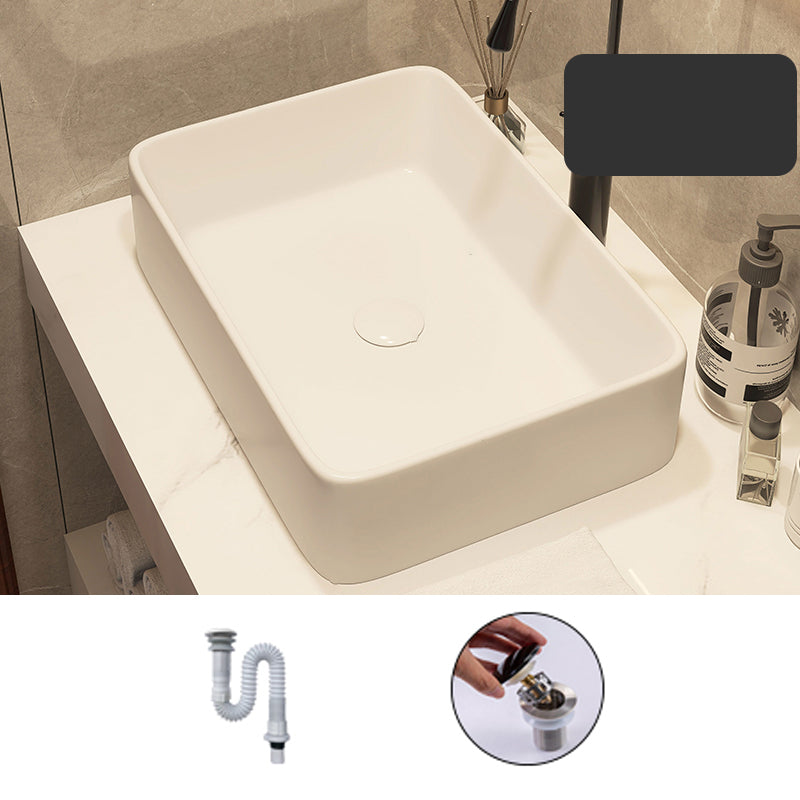 Modern Style White Bathroom Sink Rectangle Ceramic Bathroom Sink