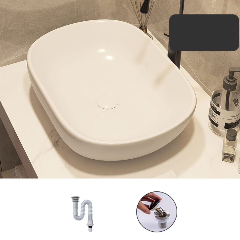 Modern Style White Bathroom Sink Rectangle Ceramic Bathroom Sink