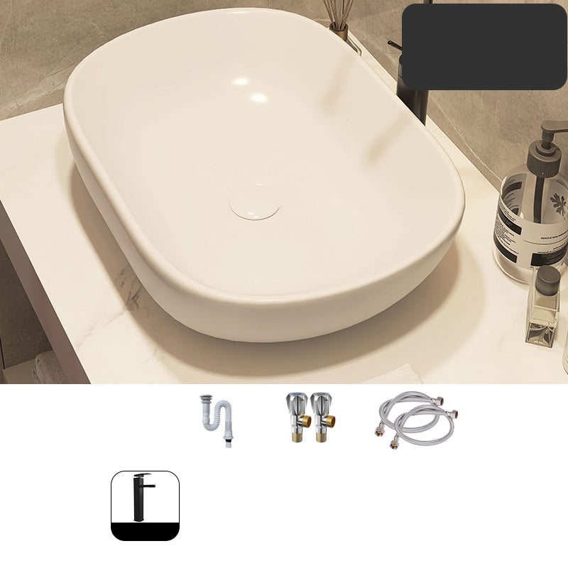 Modern Style White Bathroom Sink Rectangle Ceramic Bathroom Sink