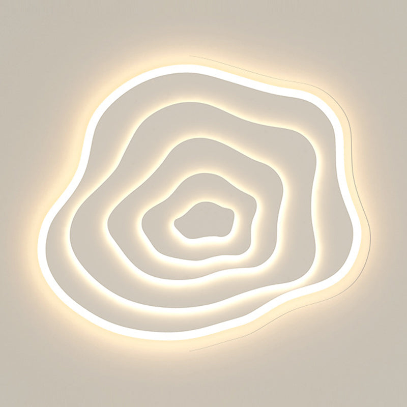 Single White LED Flush Mount Lighting Modern Unique Ceiling Light for Bedroom