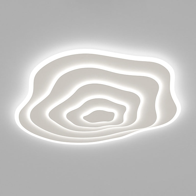 Single White LED Flush Mount Lighting Modern Unique Ceiling Light for Bedroom