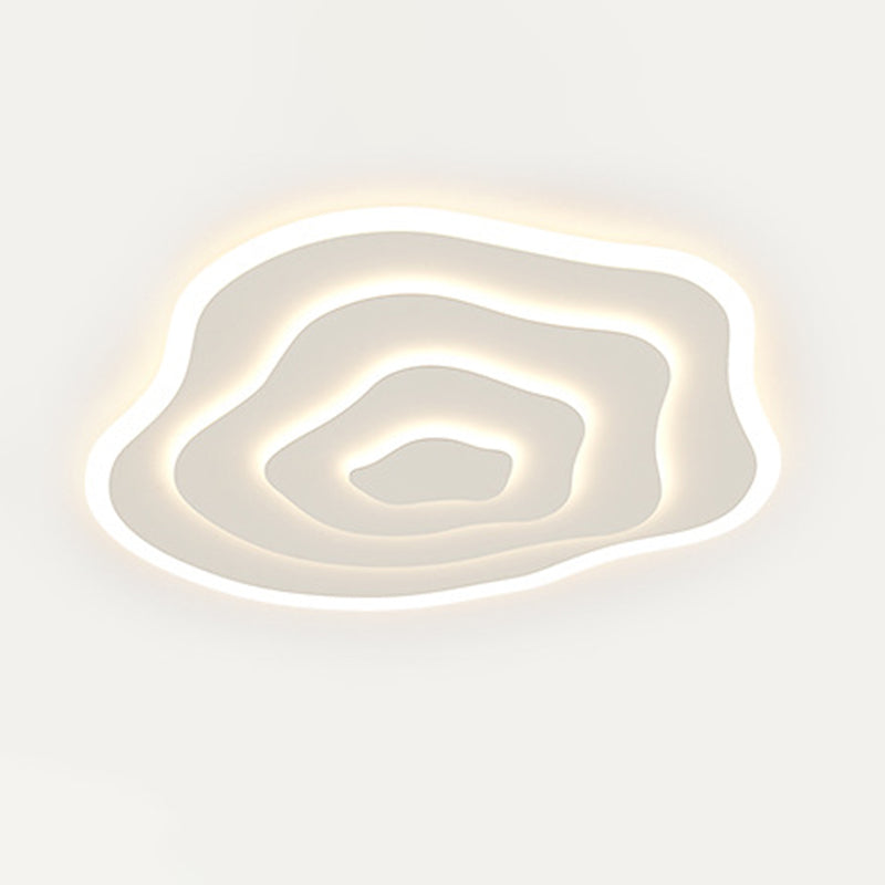 Single White LED Flush Mount Lighting Modern Unique Ceiling Light for Bedroom