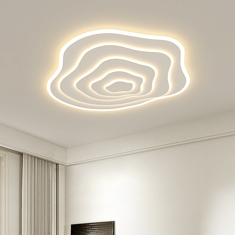 Single White LED Flush Mount Lighting Modern Unique Ceiling Light for Bedroom
