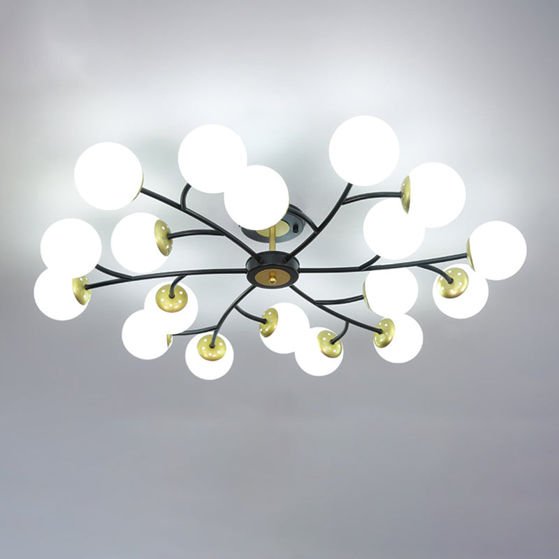 Ball Shape Glass Flush Light Modern Style Multi Lights Flush Mount Fixture in Black