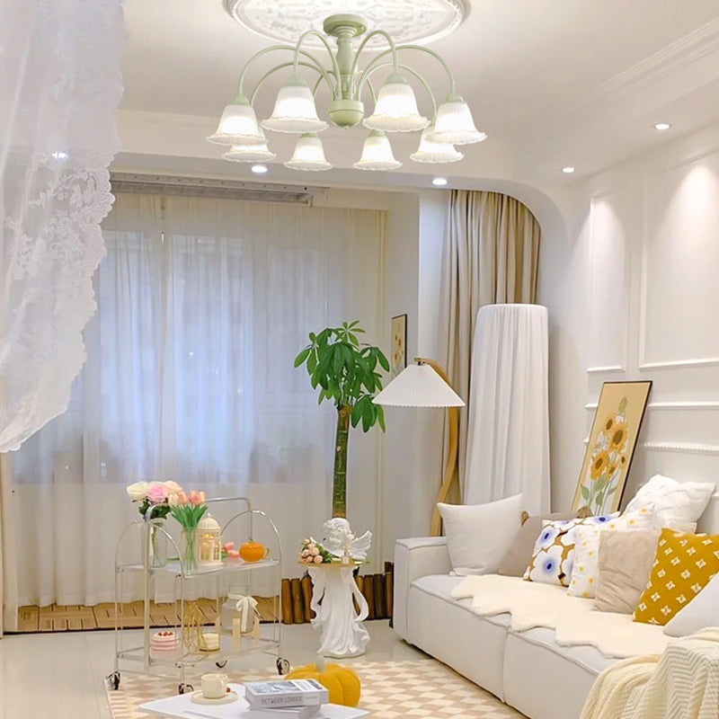 Modern Ceiling Lamp Metal Flush Mount Light Fixture with Glass Shade for Bedroom
