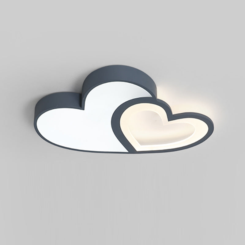 Nordic Style LED Flush Mount Heart-Shape Ceiling Light Fixture with Metal for Bedroom
